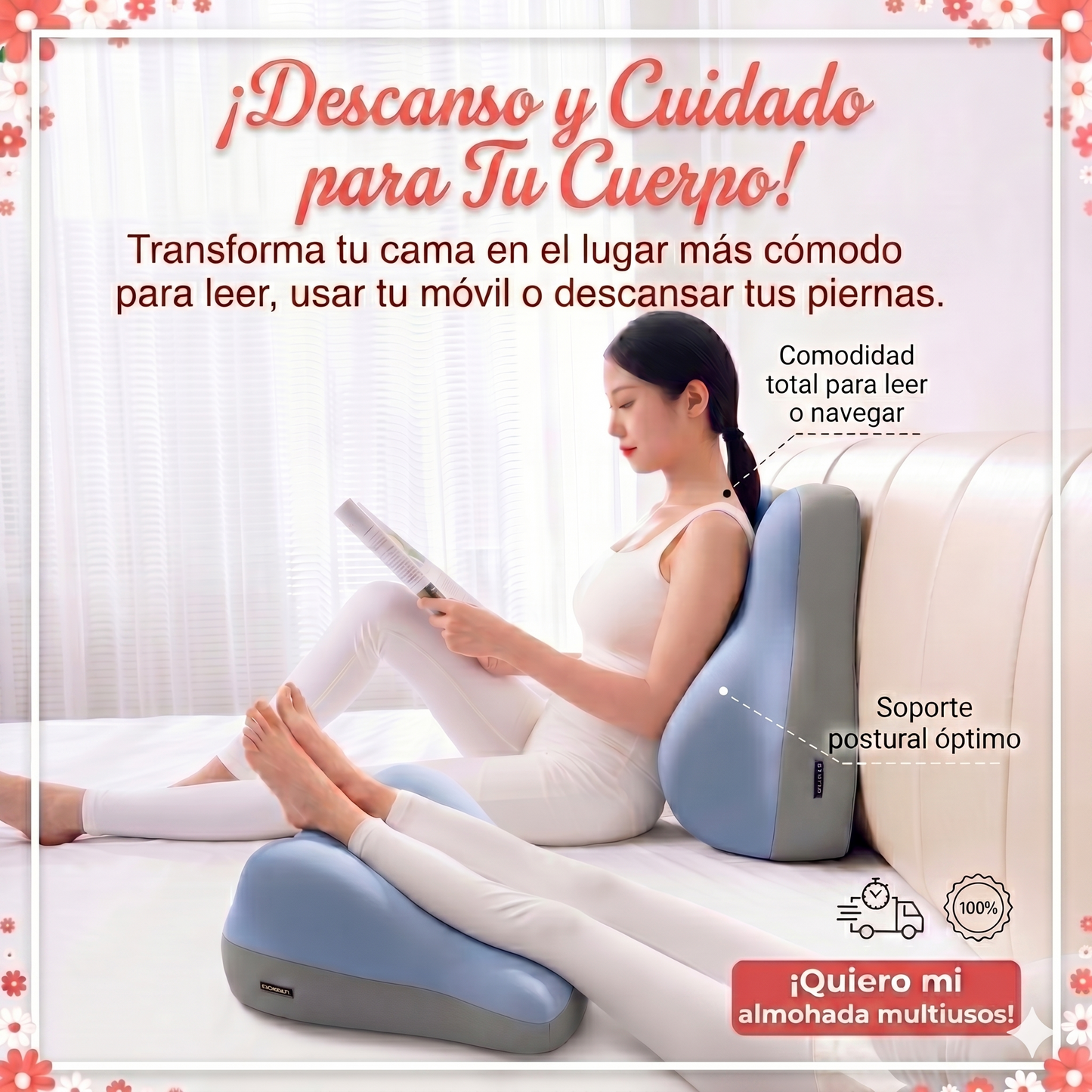 Almohada Ergonómica Terapéutica 3 en 1 | Soporte Lumbar y Piernas