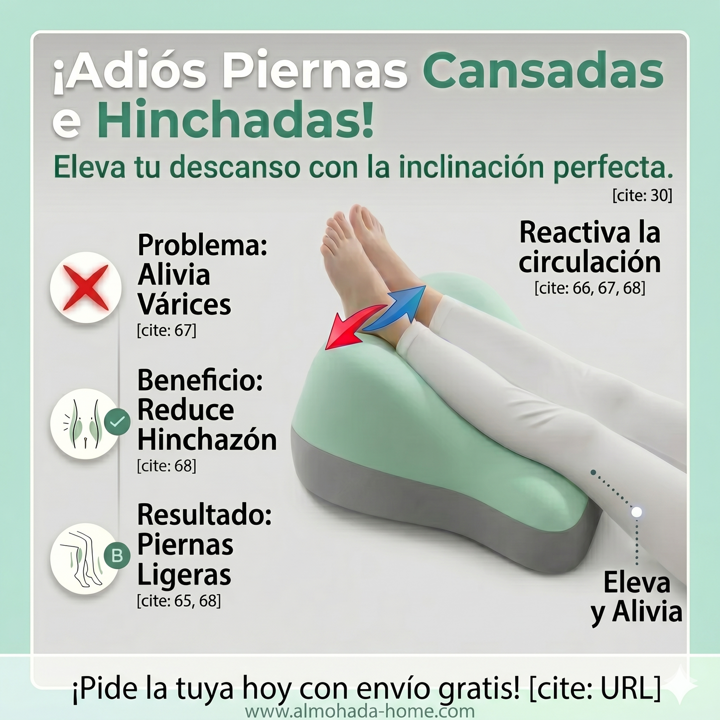 Almohada para piernas -anti várices